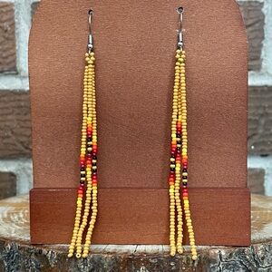 Orange Southwest Pattern Seed Bead Earrings